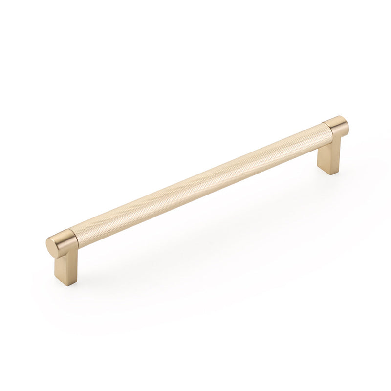 Select Stem Knurled Bar Cabinet Pull Handle - Cabinet Mount - 8" Brass/Satin Brass