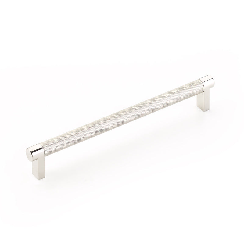 Select Stem Knurled Bar Cabinet Pull Handle - Cabinet Mount - 8" Brass/Polished Nickel