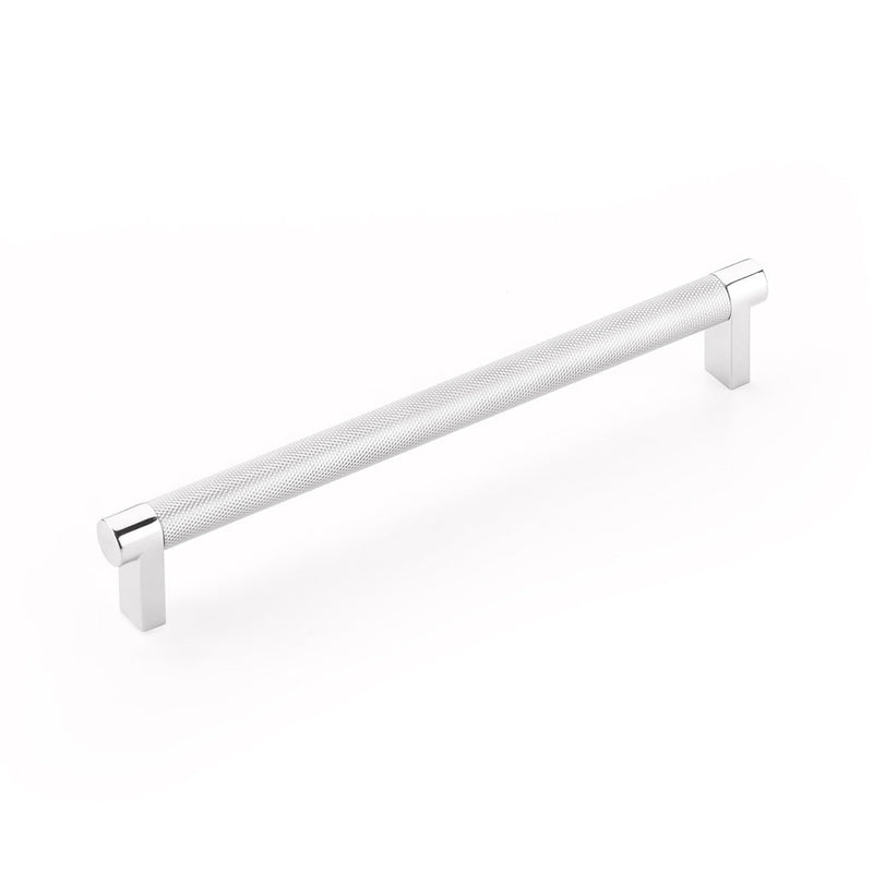Select Stem Knurled Bar Cabinet Pull Handle - Cabinet Mount - 8" Brass/Polished Chrome