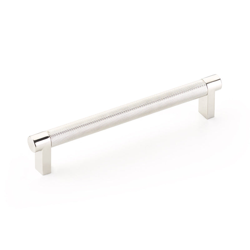 Select Stem Knurled Bar Cabinet Pull Handle - Cabinet Mount - 6" Brass/Polished Nickel