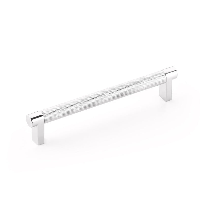 Select Stem Knurled Bar Cabinet Pull Handle - Cabinet Mount - 6" Brass/Polished Chrome