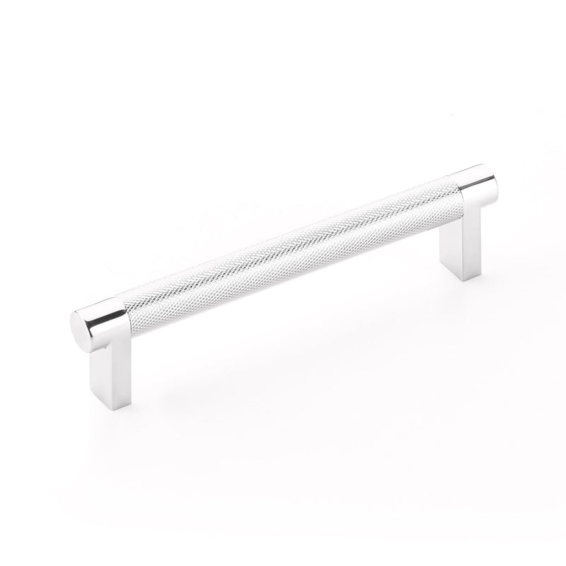 Select Stem Knurled Bar Cabinet Pull Handle - Cabinet Mount - 5" Brass/Polished Chrome