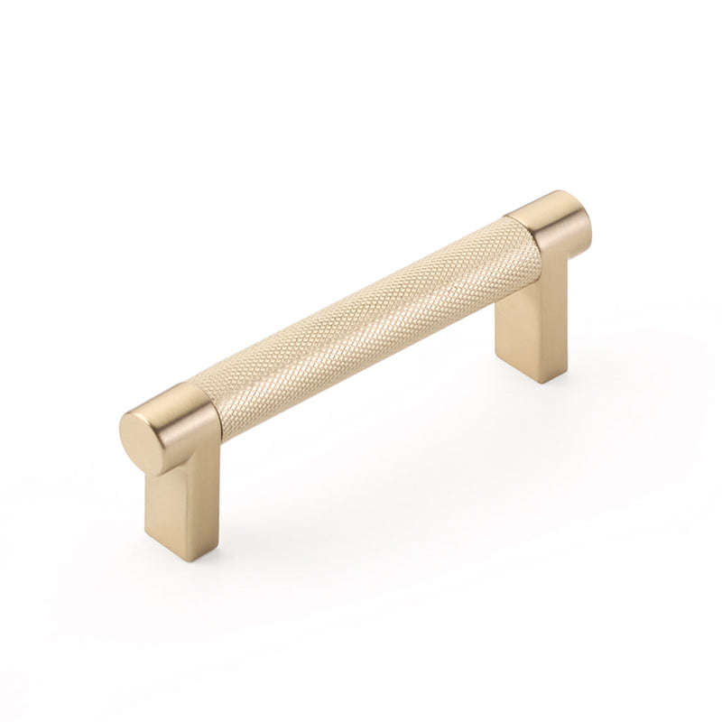 Select Stem Knurled Bar Cabinet Pull Handle - Cabinet Mount - 3" Brass/Satin Brass