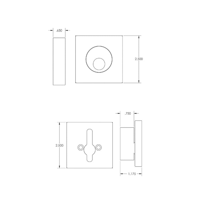 Square Single Cylinder Deadbolt - Door Mount - 2" Brass/Satin Nickel