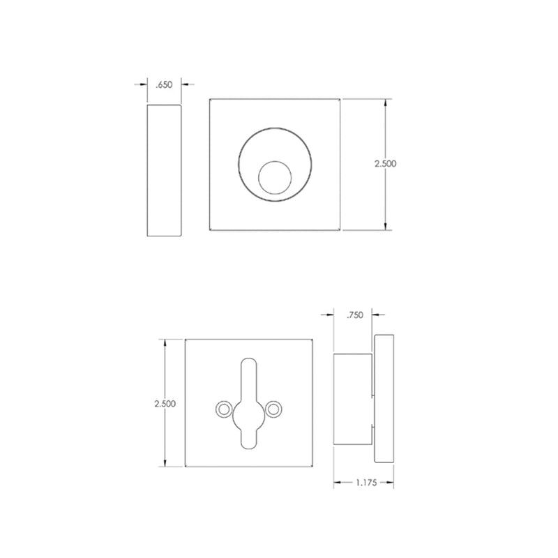 Square Single Cylinder Deadbolt - Door Mount - 2" Brass/Flat Black