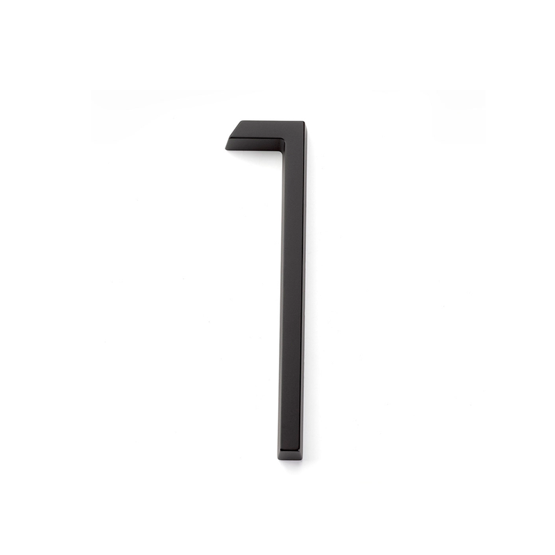 Modern "1" House Numbers - Wall Mount - 7" Zinc/Flat Black