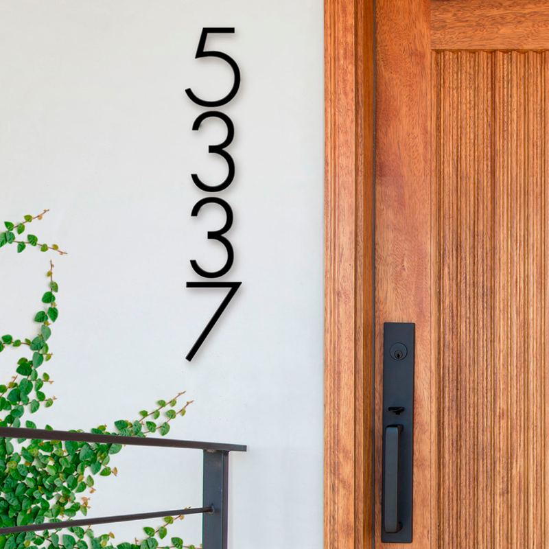 Modern "3" House Numbers - Wall Mount - 7" Zinc/Flat Black
