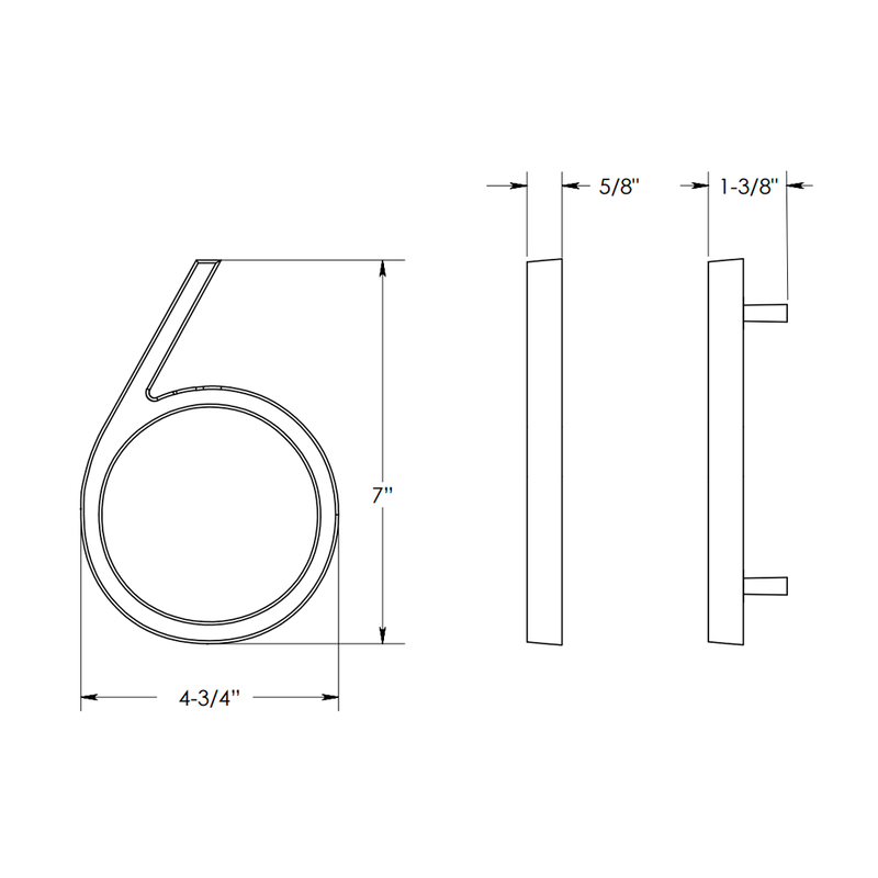 Modern "6" House Numbers - Wall Mount - 7" Zinc/Flat Black