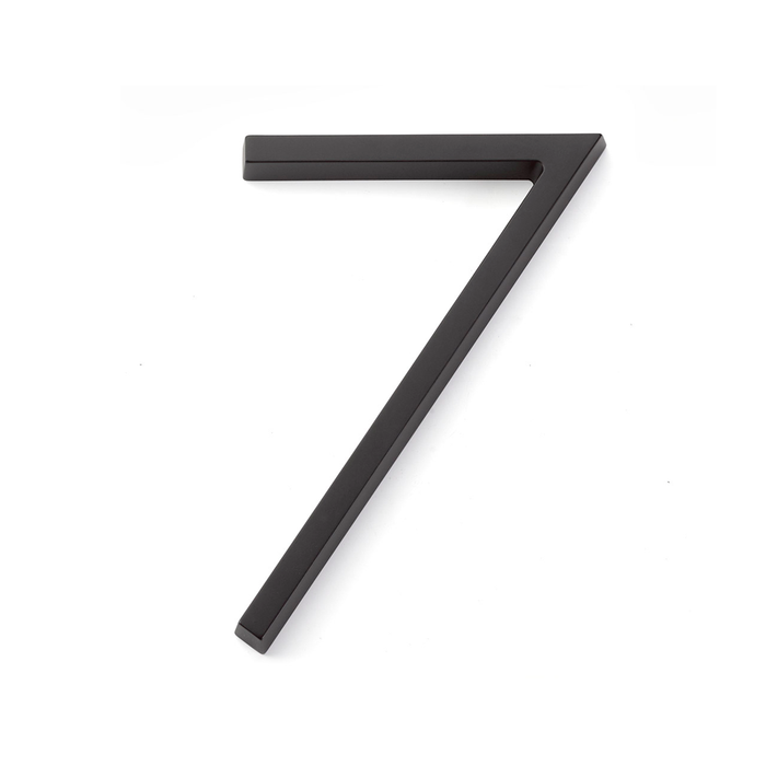 Modern "7" House Numbers - Wall Mount - 7" Zinc/Flat Black