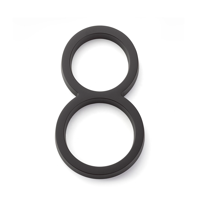 Modern "8" House Numbers - Wall Mount - 7" Zinc/Flat Black
