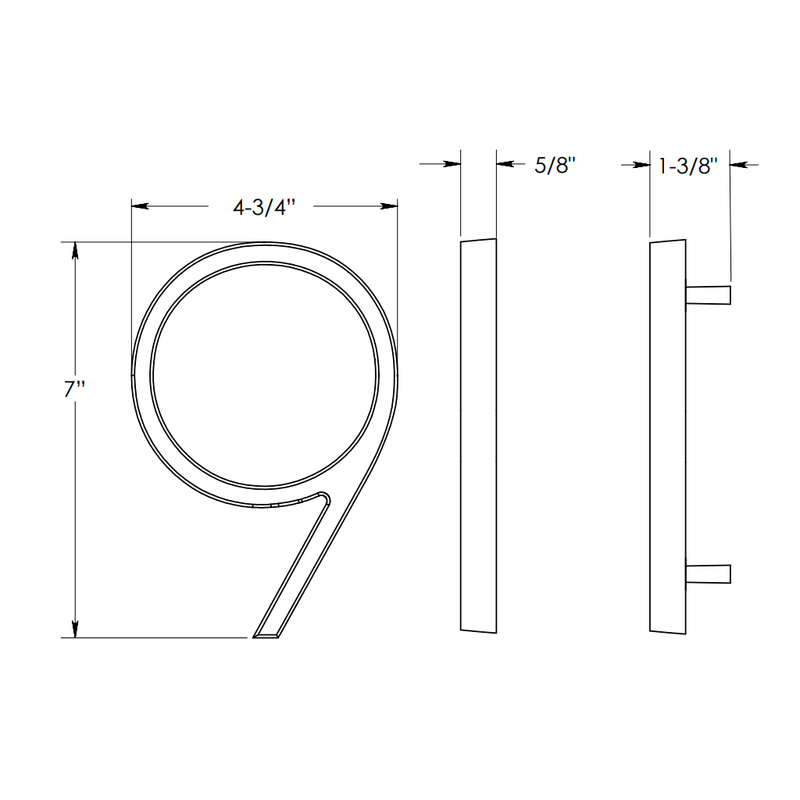 Modern "9" House Numbers - Wall Mount - 7" Zinc/Flat Black