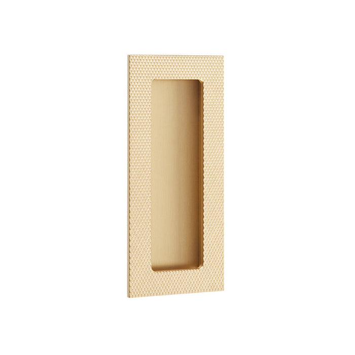 Modern Rectangular Knurled Pocket Door Lockset - Door Mount - 4" Brass/Satin Brass