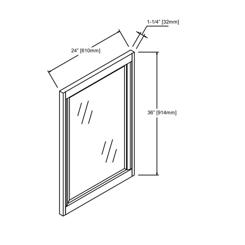Emissary Vanity Mirror - Square Modern Wall Mount - 24" Wood/Antique Gray