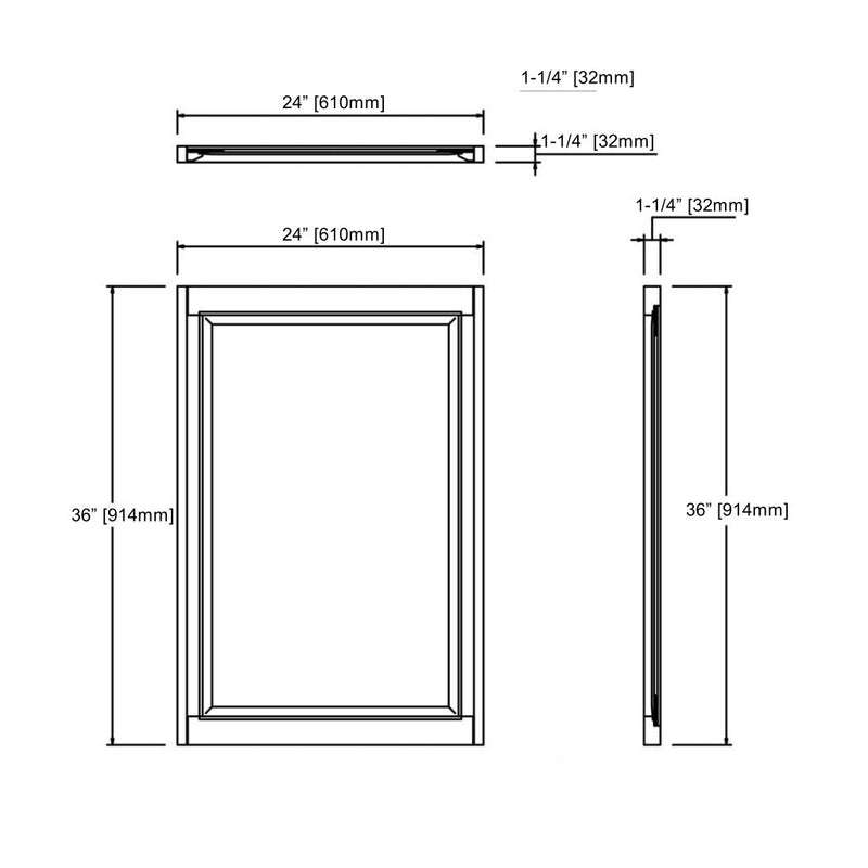 Emissary Vanity Mirror - Square Modern Wall Mount - 24" Wood/Antique Gray