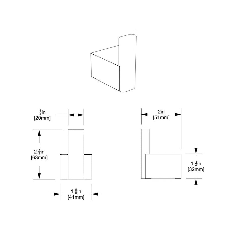 A-Line Single Hook - Wall Mount - 2" Brass/Satin Nickel