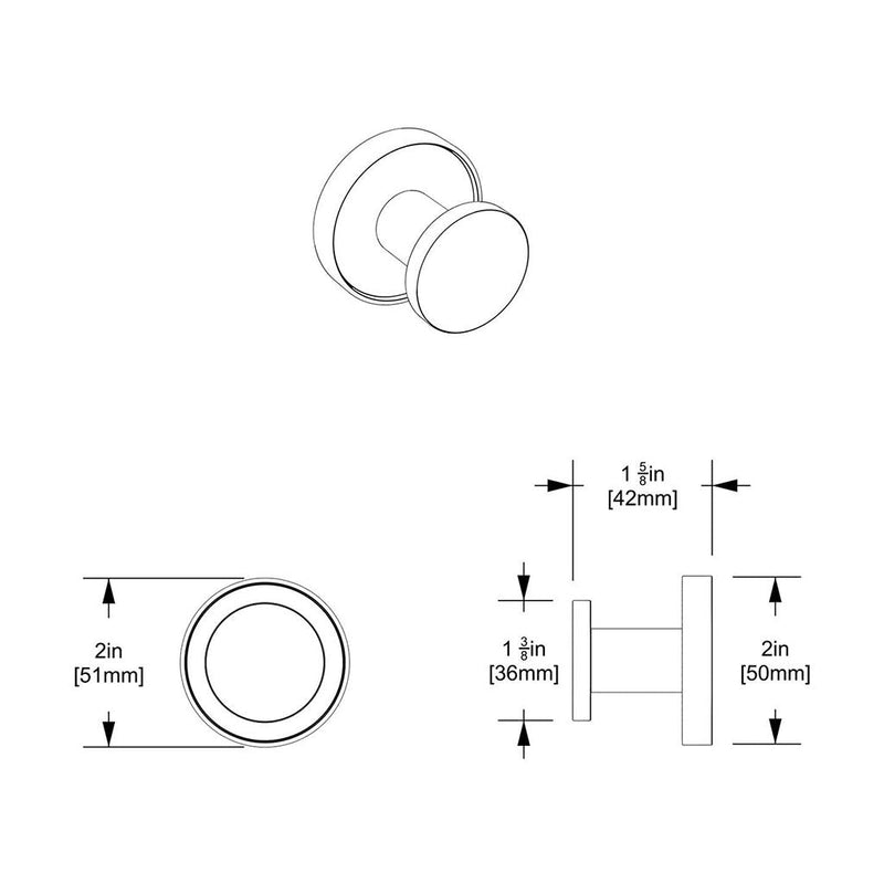 Sky Single Hook - Wall Mount - 2" Brass/Polished Chrome