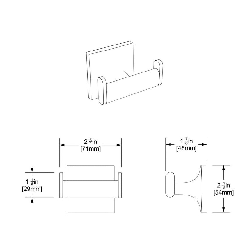Waterline Single Hook - Wall Mount - 3" Brass/Matt Black
