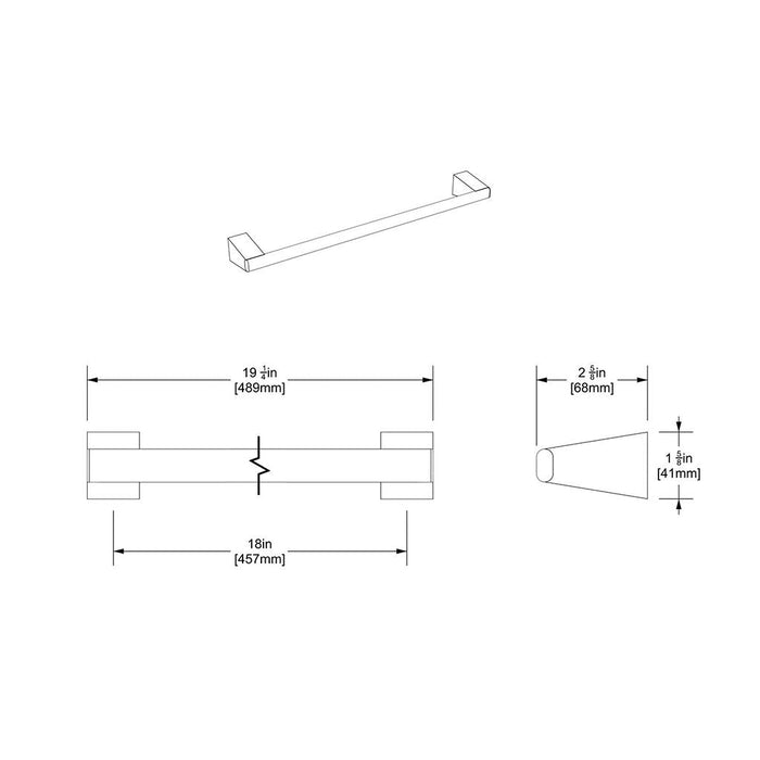 A-Line Single Towel Bar - Wall Mount - 18" Brass/Satin Nickel