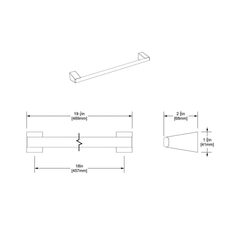 A-Line Single Towel Bar - Wall Mount - 18" Brass/Matt Black
