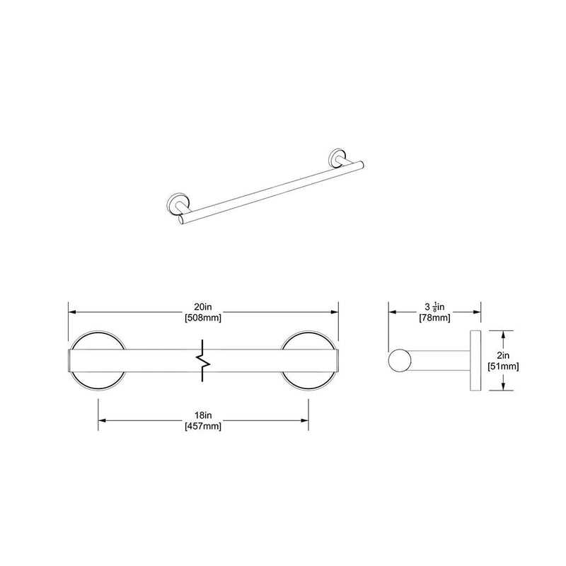 Sky Single Towel Bar - Wall Mount - 18" Brass/Polished Chrome