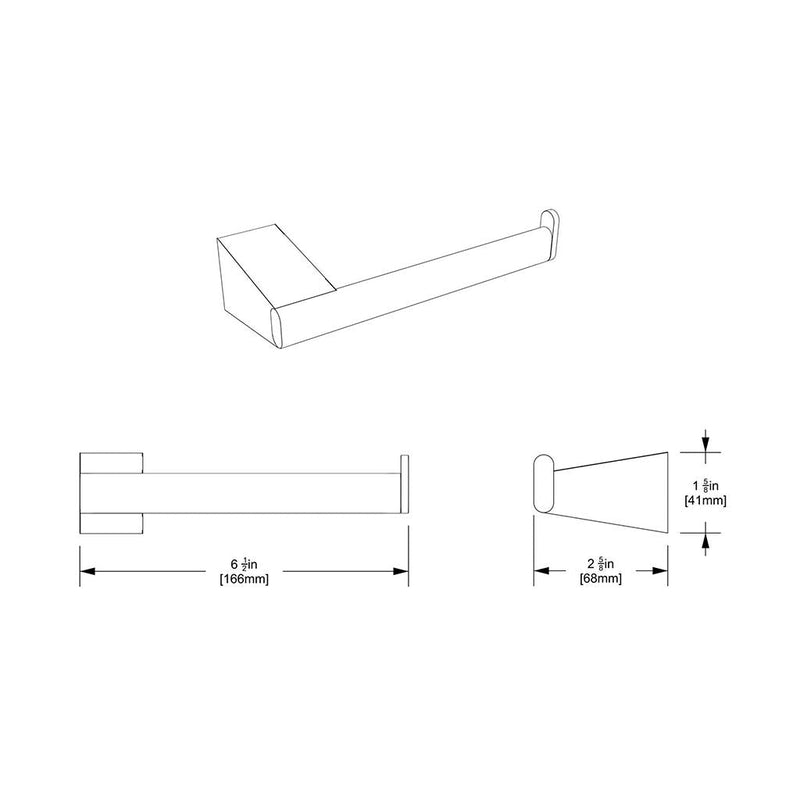 A-Line Euro Toilet Paper Holder - Wall Mount - 7" Brass/Satin Nickel
