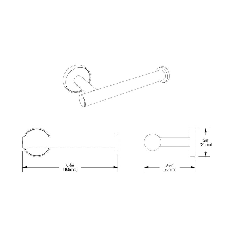 Sky Euro Toilet Paper Holder - Wall Mount - 7" Brass/Satin Nickel