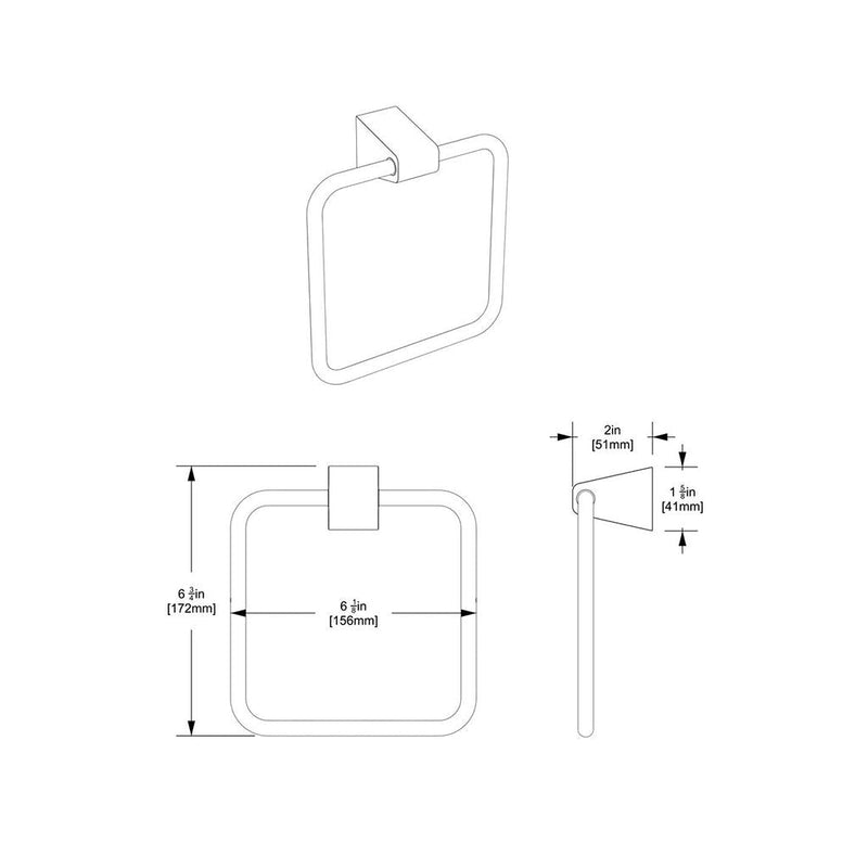 A-Line Towel Ring - Wall Mount - 7" Brass/Matt Black