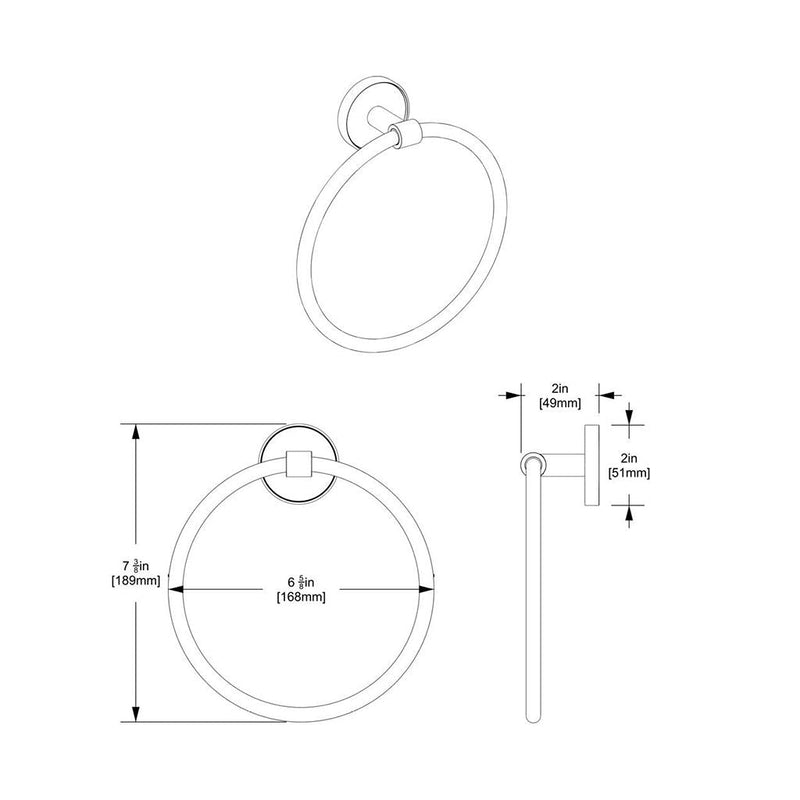 Sky Towel Ring - Wall Mount - 7" Brass/Polished Chrome