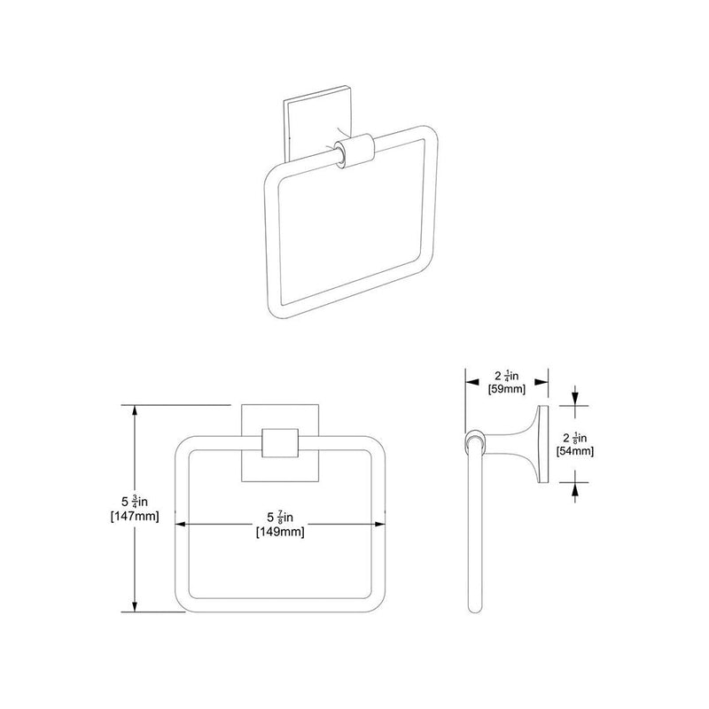 Waterline Towel Ring - Wall Mount - 6" Brass/Satin Nickel