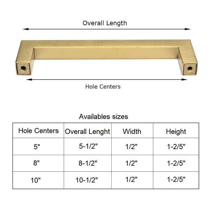 Gol Cabinet Pull Handle - Square Traditional Cabinet Mount