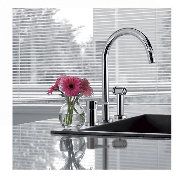 Web Sidespread Kitchen Faucet - Widespread - 15" Brass/Polished Chrome