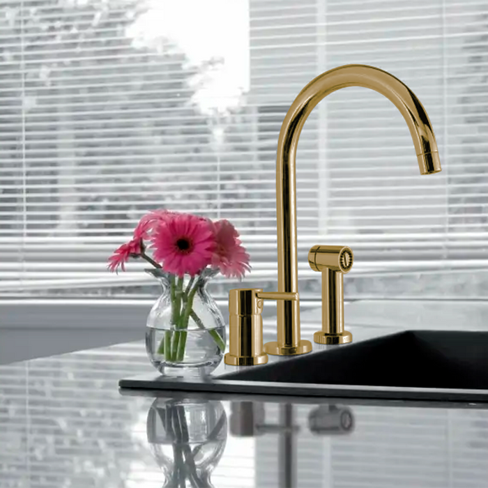 Web Sidespread Kitchen Faucet - Widespread - 15" Brass/Satin Brass