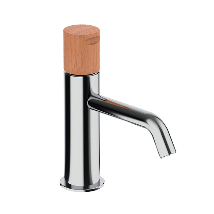 Cool Bathroom Faucet - Single Hole - 7" Brass/Wood/Polished Chrome/Arce