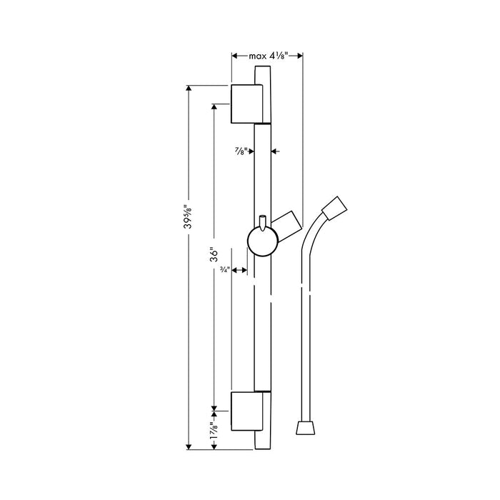 Universal Hand Shower Column - Wall Mount - 40" Brass/Brushed Black Chrome