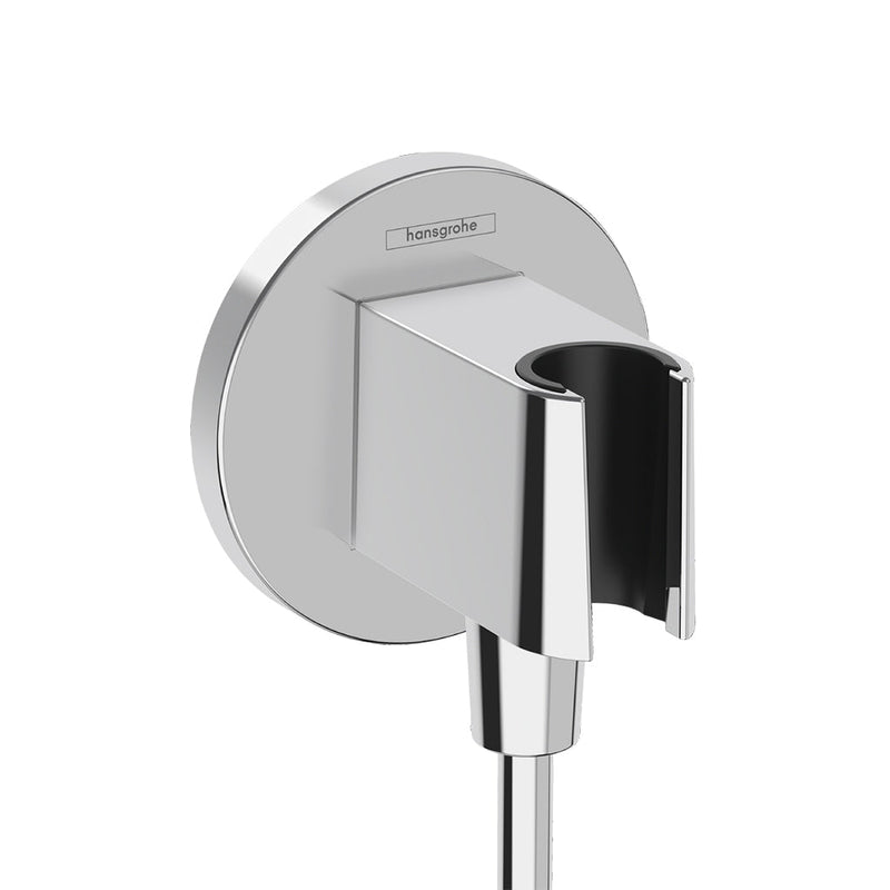Fixfit S Hand Shower Holder Connector - Wall Mount - 4" Brass/Polished Chrome