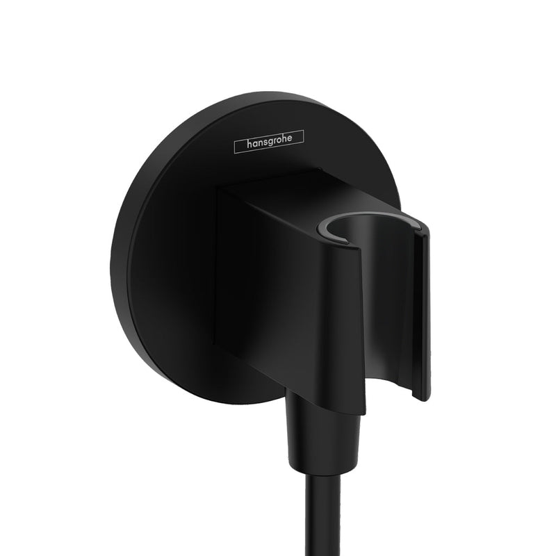 Fixfit S Hand Shower Holder Connector - Wall Mount - 4" Brass/Matt Black