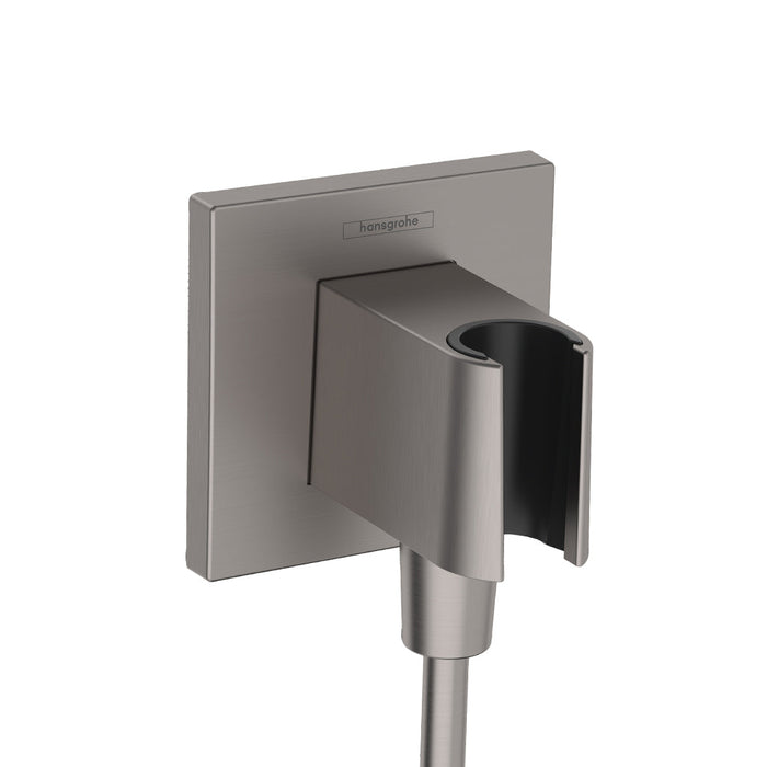 Fixfit E Hand Shower Holder Connector - Wall Mount - 4" Brass/Brushed Black Chrome