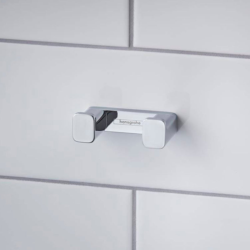 Addstoris Double Hook - Wall Mount - 3" Brass/Polished Chrome