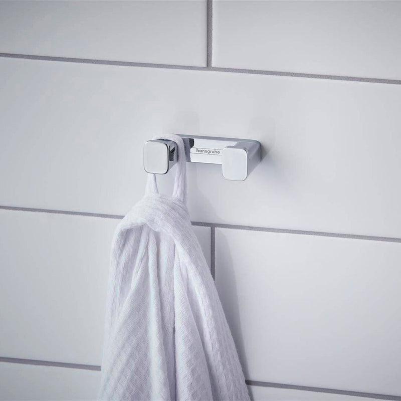 Addstoris Double Hook - Wall Mount - 3" Brass/Polished Chrome