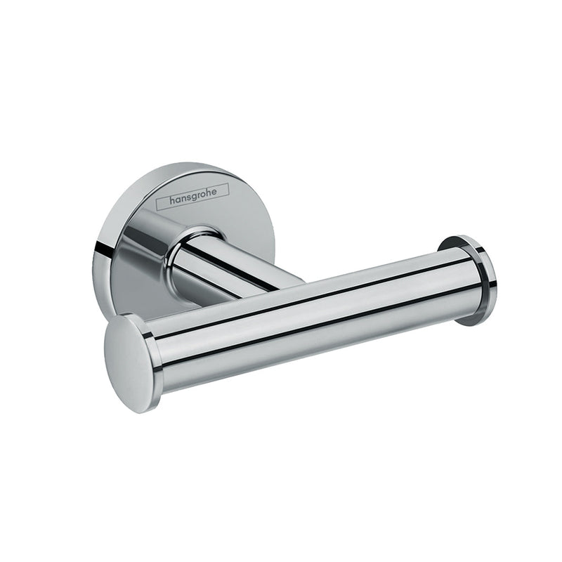 Logis Universal Double Hook - Wall Mount - 5" Brass/Polished Chrome