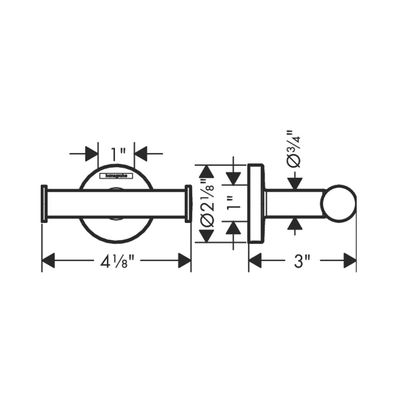 Logis Universal Double Hook - Wall Mount - 5" Brass/Polished Chrome