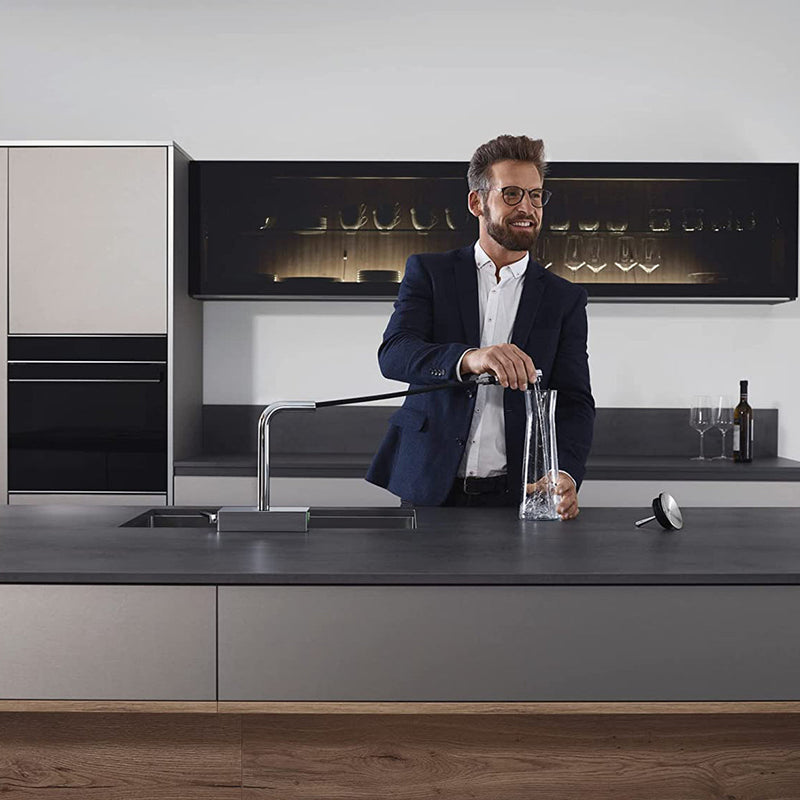 Aquno Select Pull Out Kitchen Faucet - Single Hole - 8" Brass/Polished Chrome