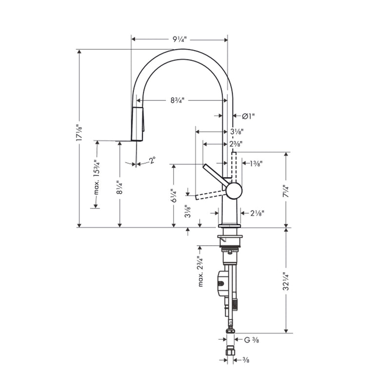Talis N Higharc Pull Down Kitchen Faucet - Single Hole - 18" Brass/Brushed Black Chrome