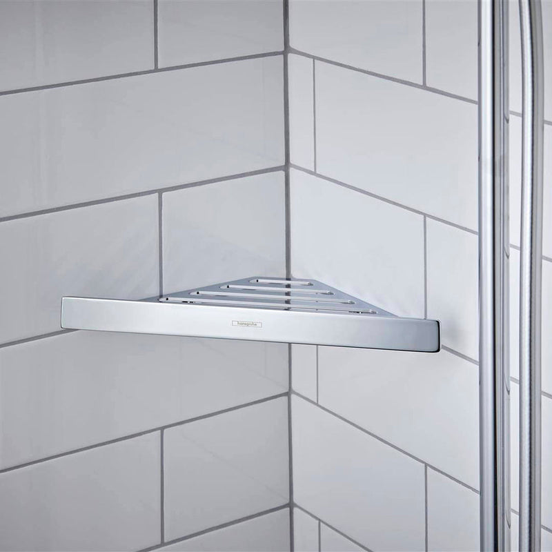 Addstoris Corner Shower Basket - Wall Mount - 12" Brass/Polished Chrome