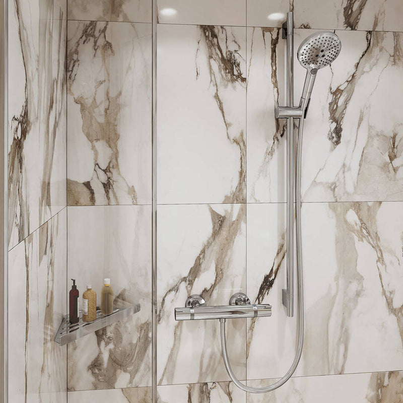 Addstoris Corner Shower Basket - Wall Mount - 12" Brass/Polished Chrome