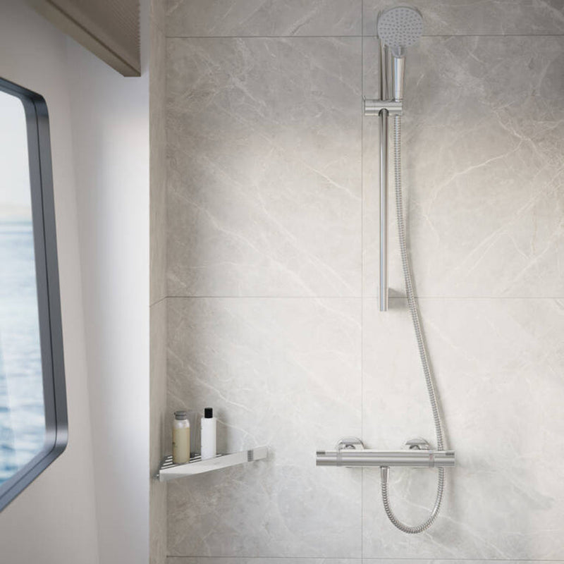 Addstoris Corner Shower Basket - Wall Mount - 12" Brass/Polished Chrome