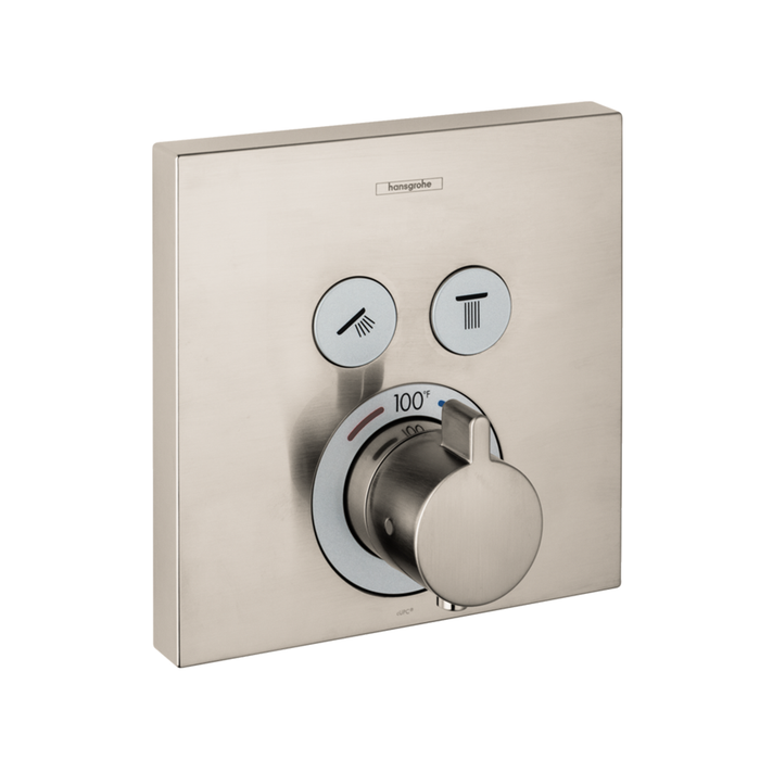 Showerselect 1 Way Thermostatic Trim Shower Mixer - Wall Mount - 7" Brass/Brushed Nickel