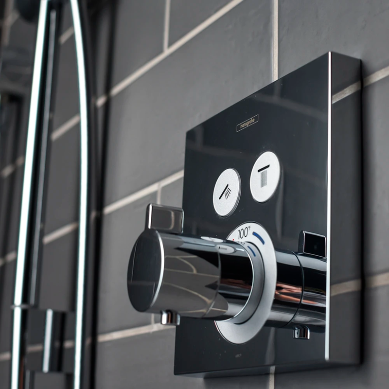 Showerselect 2 Way Thermostatic Trim Shower Mixer - Wall Mount - 7" Brass/Matt Black