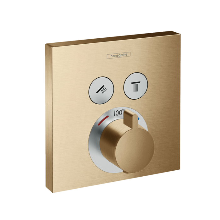 Showerselect 1 Way Thermostatic Trim Shower Mixer - Wall Mount - 7" Brass/Brushed Bronze