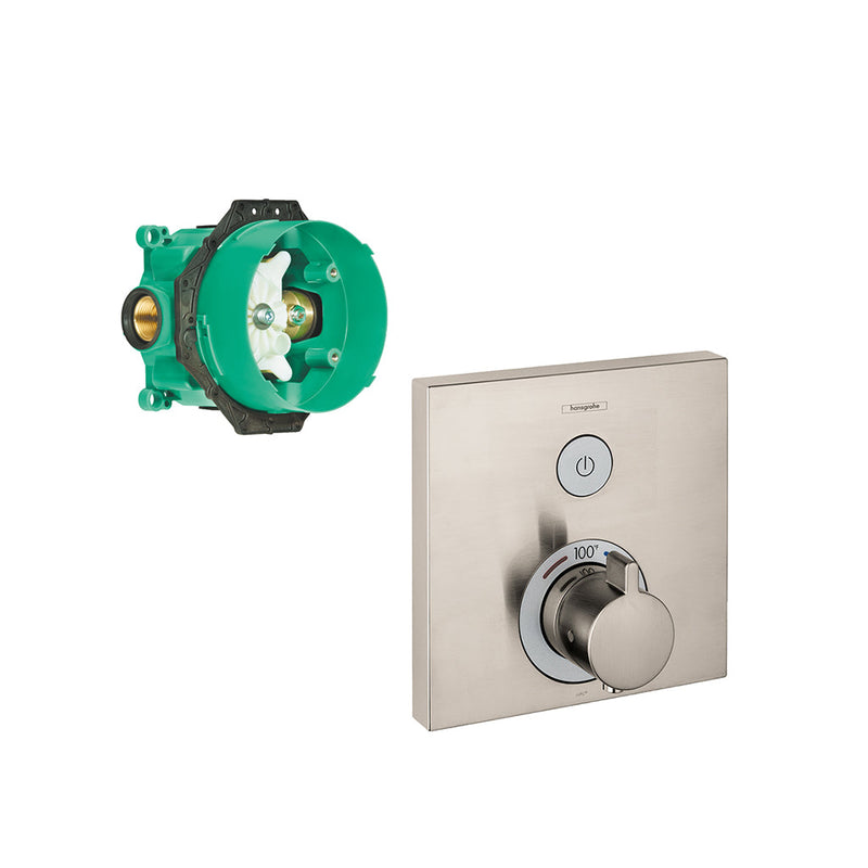 Showerselect 2 Way Thermostatic Trim Shower Mixer - Wall Mount - 7" Brass/Brushed Nickel